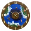 Exquisite Wooden Handmade Wall Clock Ocen Blue ith Green And White Printed Acrylic Wall Clock For Home & Office Decorative Big Size Clock (16 Inch)