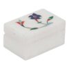 White Marble with floral inlay work Trinket Jewelry Box for Multi Purpose Use - Image 2